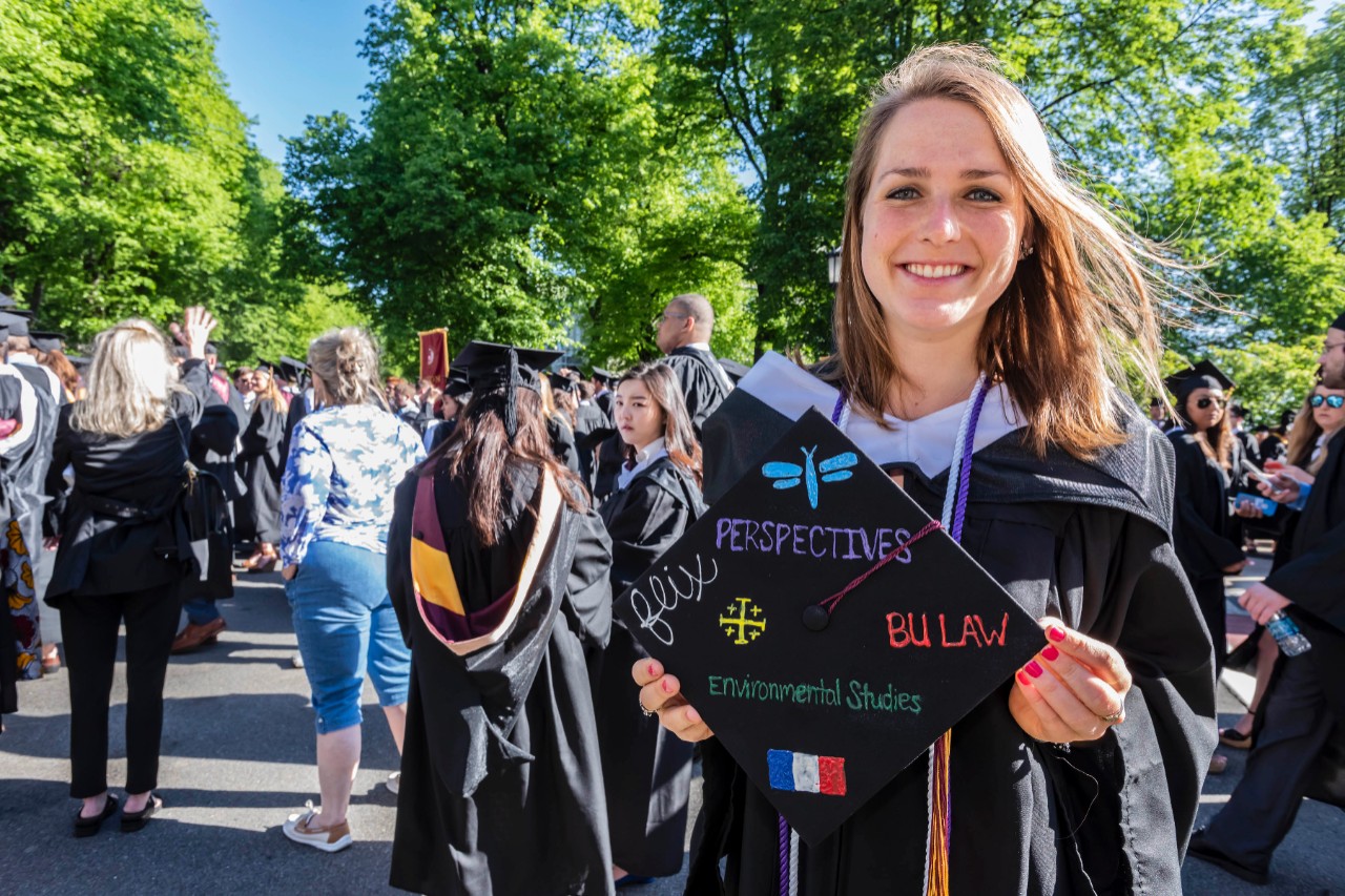 Student displays her mortarboard art