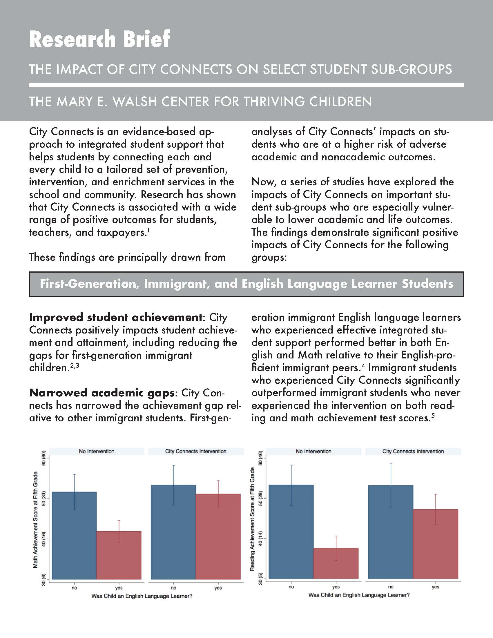 City Connects Effect on Select Subgroups