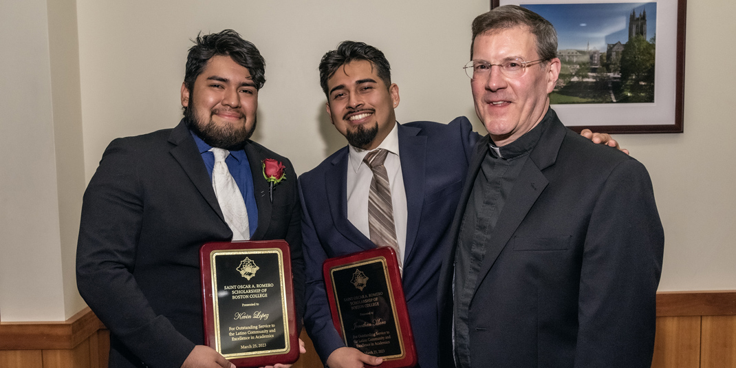 Kevin Lopez, Jonathan Mora, and Dean Greg Kalscheur, S.J.