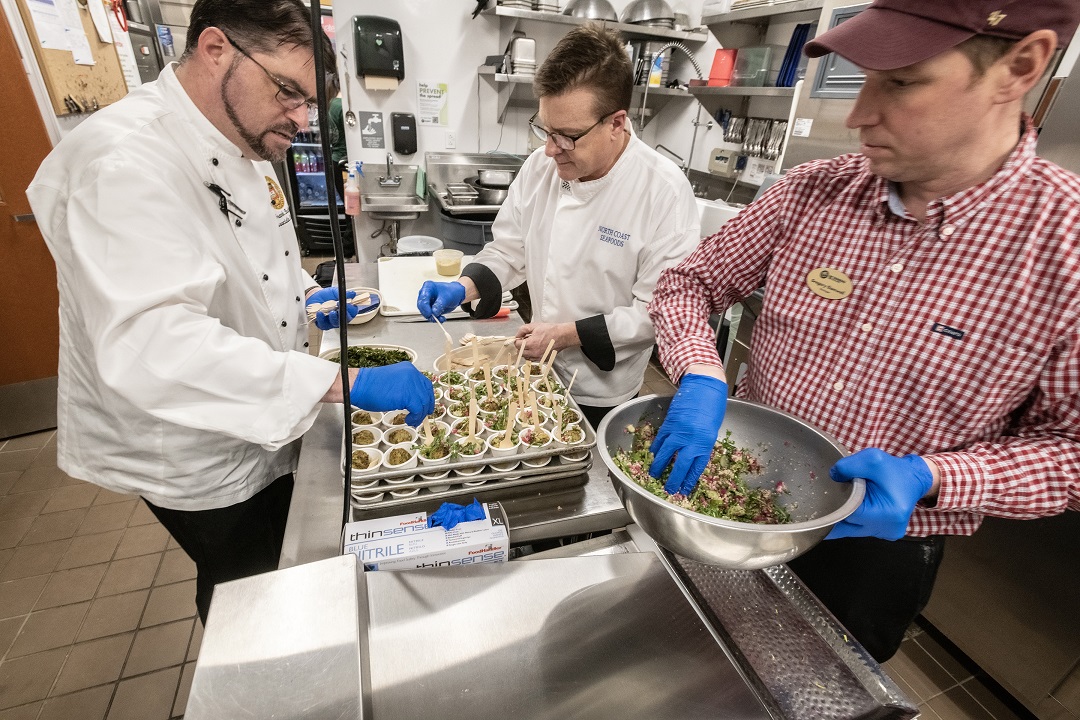 Presentation of samples of the sea kelp keftedes created by Chef Andrew Wilkinson will be presenting and Bri Warner of Atlantic Sea Farms is expected to join virtually. Professors Kurt Straif and Lindsey Camp; Frank Bailey, Associate Director, Food & Beverage, Dining Services; Gregory Gamwell, production manager, Dining Services; Chef Ron, Dining Services.