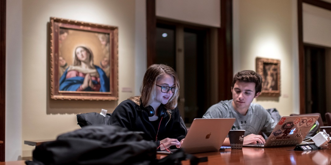 students studying at McMullen Museum