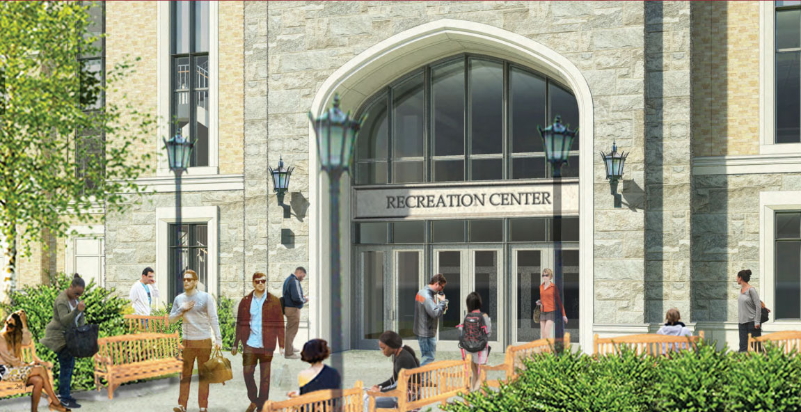 rendering: Connell Recreation Center entrance