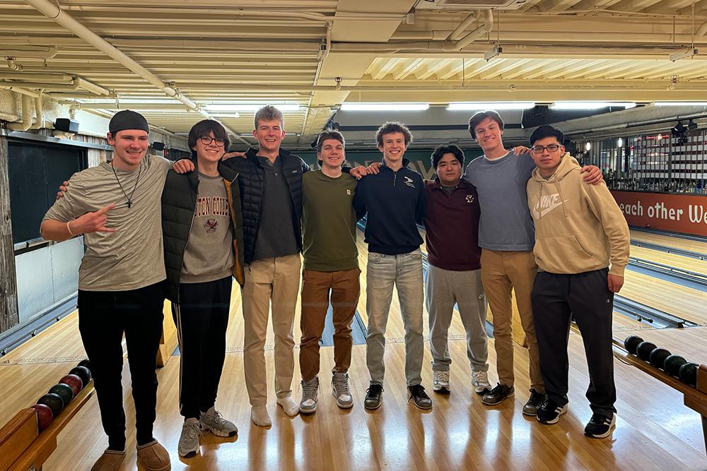Students bowling