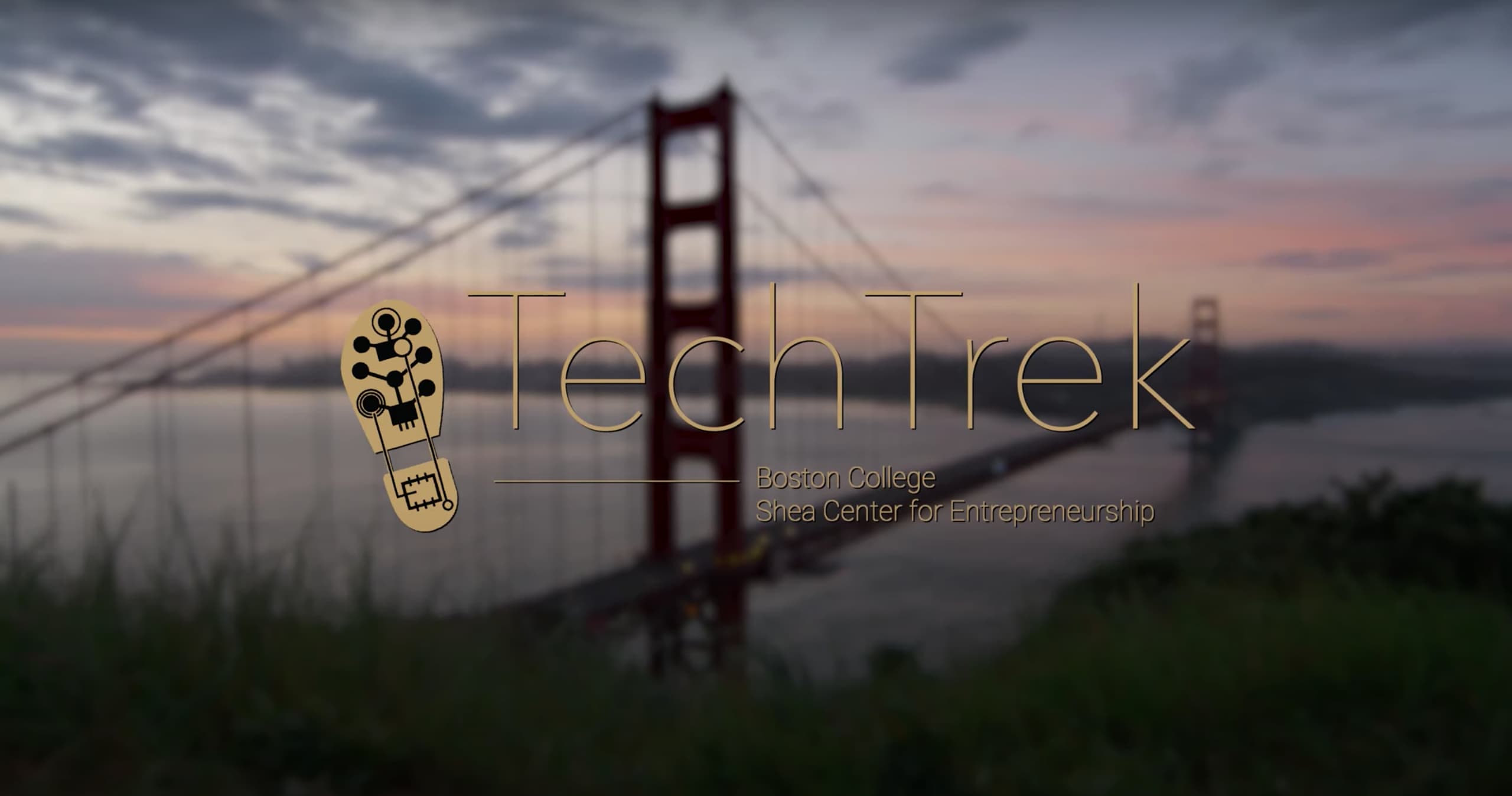 photo of the Golden Gate bridge with the TechTrek logo in the foreground