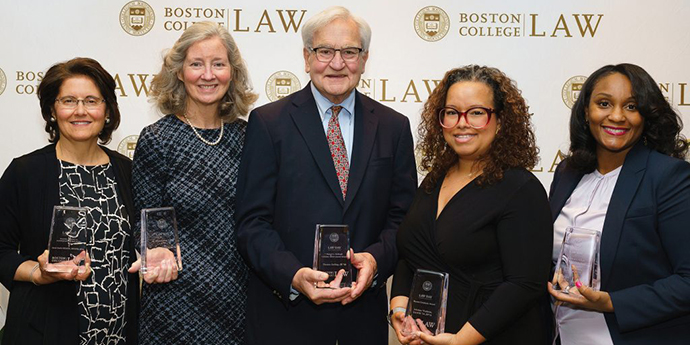  Award recipients: Susan Jeghelian (accepting for her late husband Kevin Curtin), Marianne Short, Thomas Jorling, Arianne Waldron, Chiquisha Robinson.