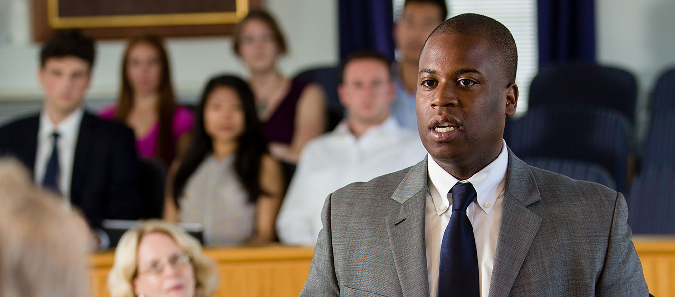 Lawyer in courtroom