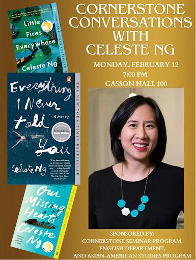 A flyer advertising Celeste Ng's visit