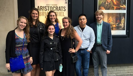 Boston College students pictured at the Abbey Theatre