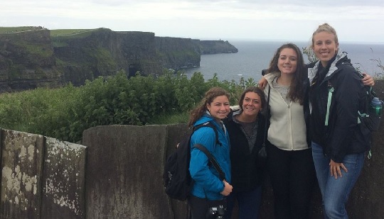 Boston College students visit the Cliffs of Moher