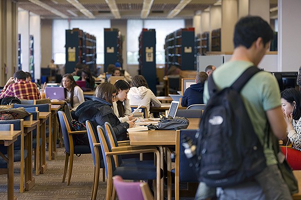 O'Neill Library photographed for the Undergraduate Viewbook and general OMC stock.