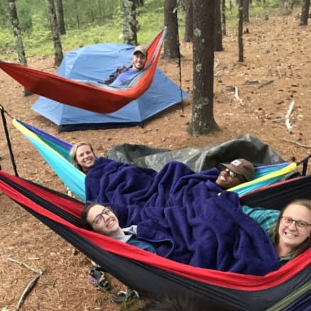 Camping in hammocks