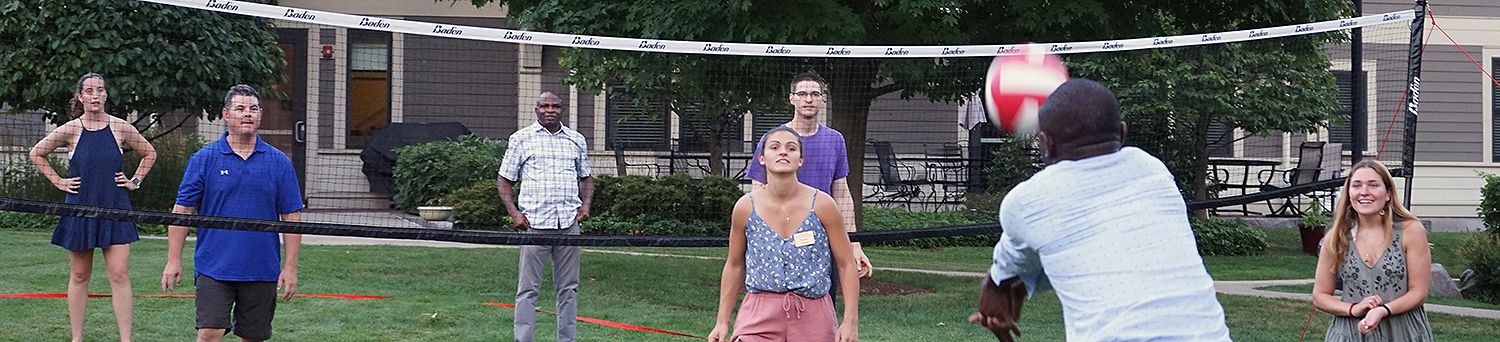 STM students playing volleyball