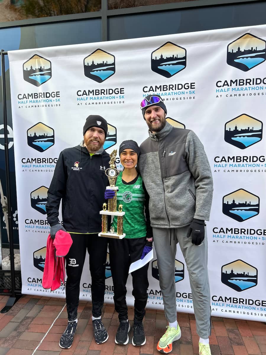 William, Michelle, and Justin after the Cambridge half marathon