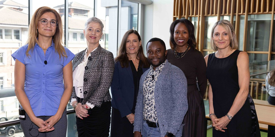 Theresa Betancourt, third from the left, at the launch of the Centre for Forced Migration Studies.