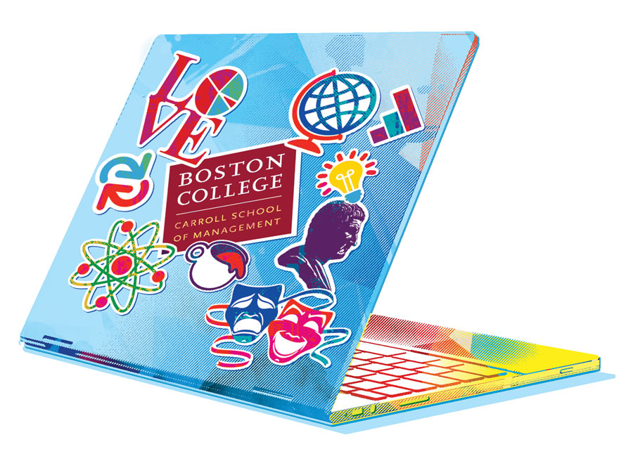 Illustration of a laptop with stickers