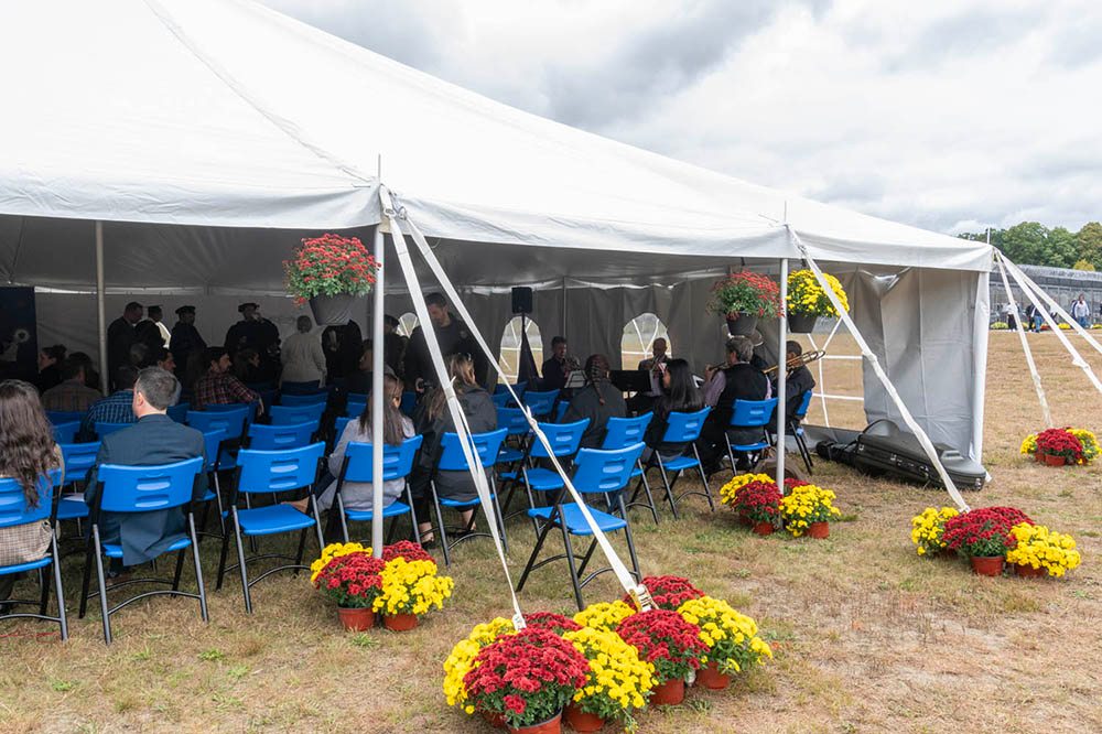 The Commencement tent at MCI-Shirley.
