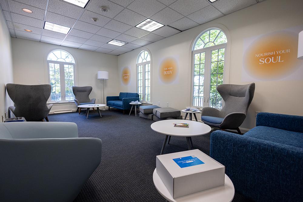 A room with comfortable seating