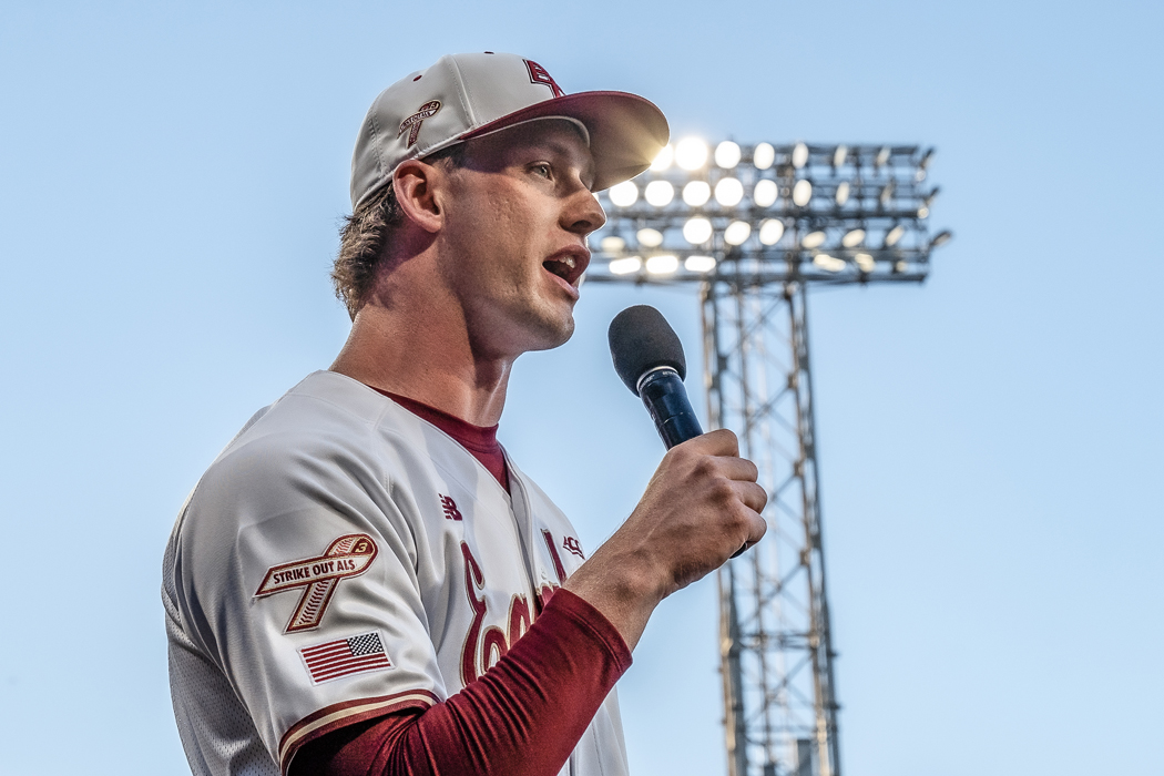 John West speaking at the game