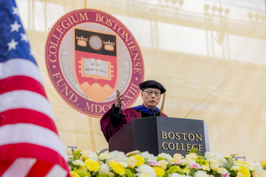 Boston College banners at Commencement