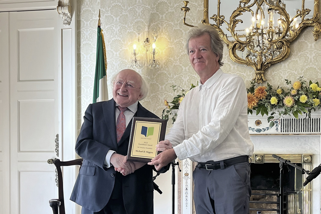 Richard Kearney presents the award to Michael D. Higgins